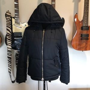 Coats | Topshop Navy Blue Puffer Coat 
